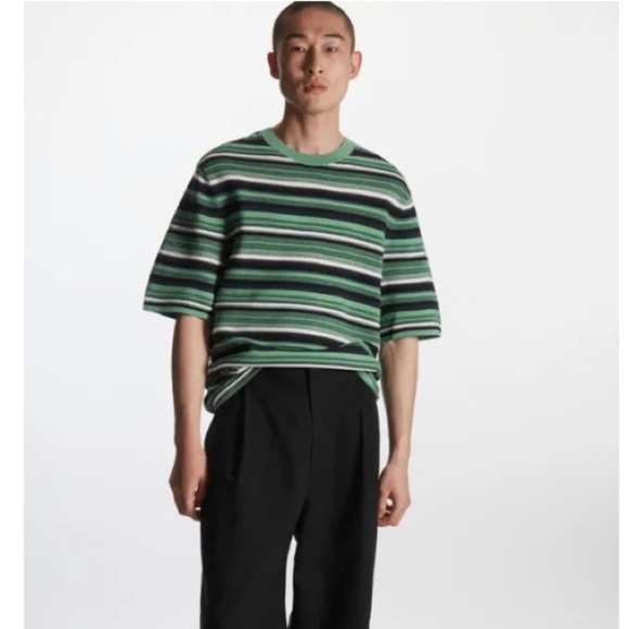 COS Jacquard Knit Cotton Stripe T-Shirt S - Picture 4 of 11